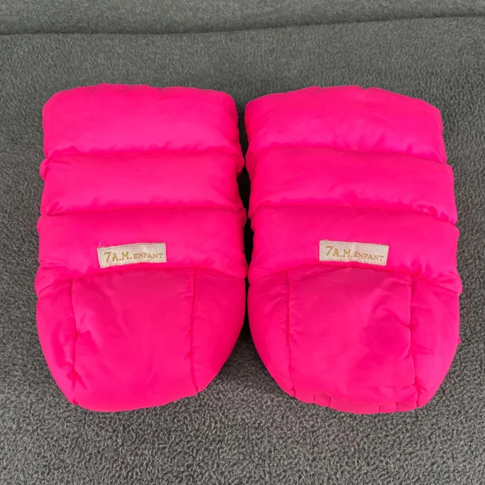 7 A.M. Enfant WarMMuffs Stroller Mittens Women OS Neon Pink Puffer Fleece HM212